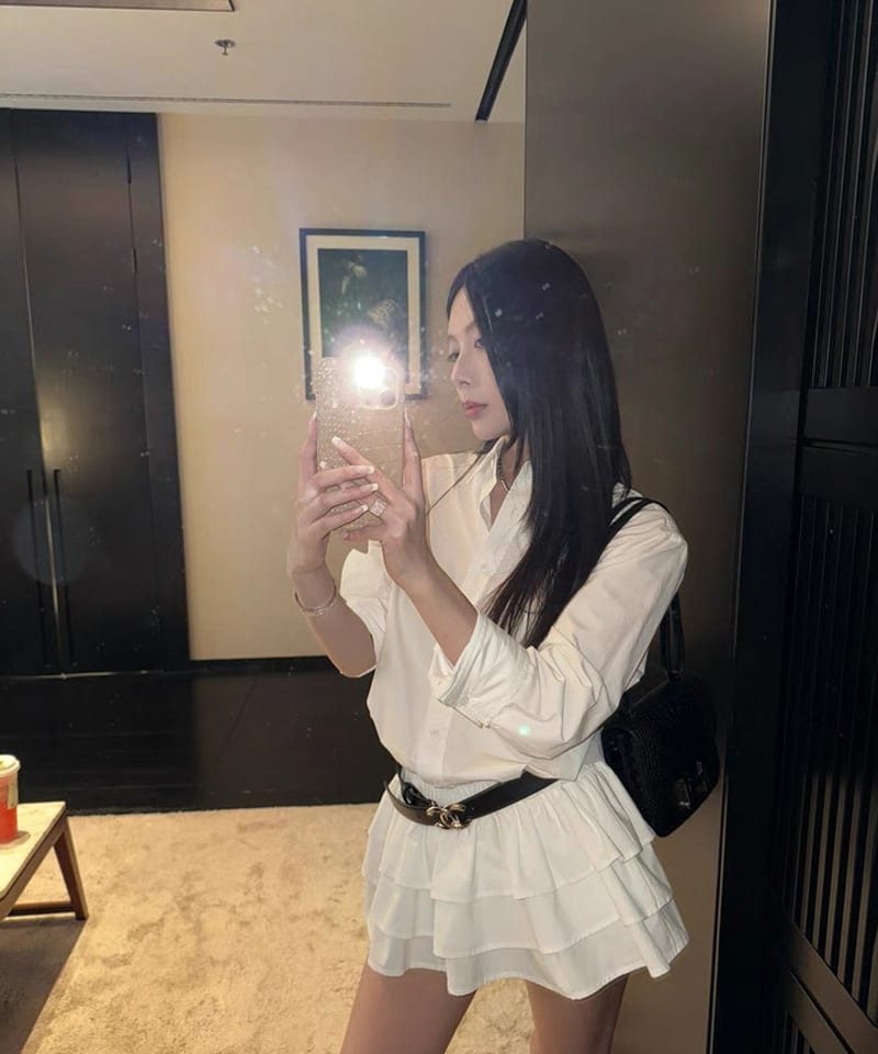 셔츠 밴딩 러플 티어드 미니원피스 대표 이미지