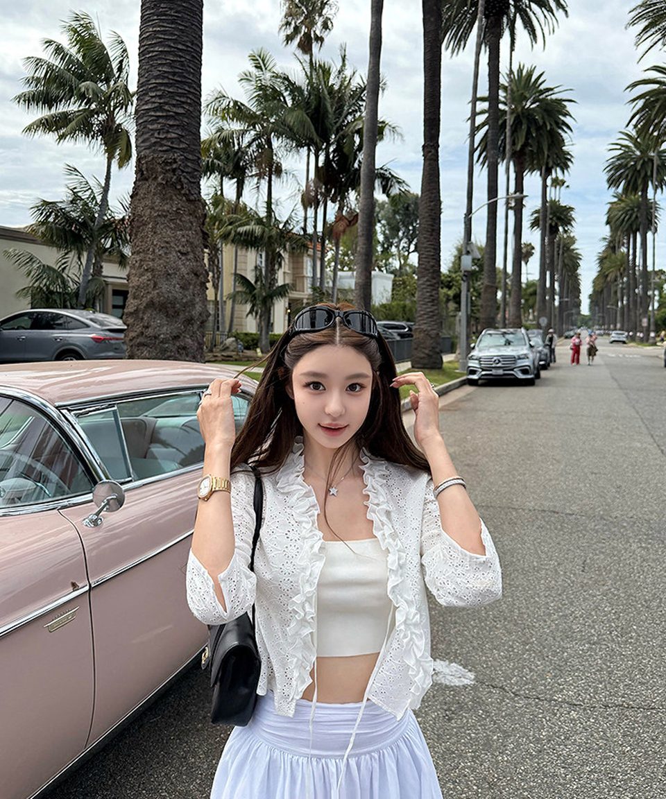 펀칭코튼 러플 리본 블라우스 가디건 대표 이미지