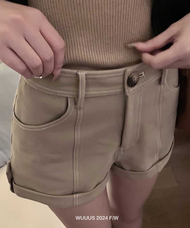 텐셀 스티치 롤업버튼 숏팬츠 대표 이미지