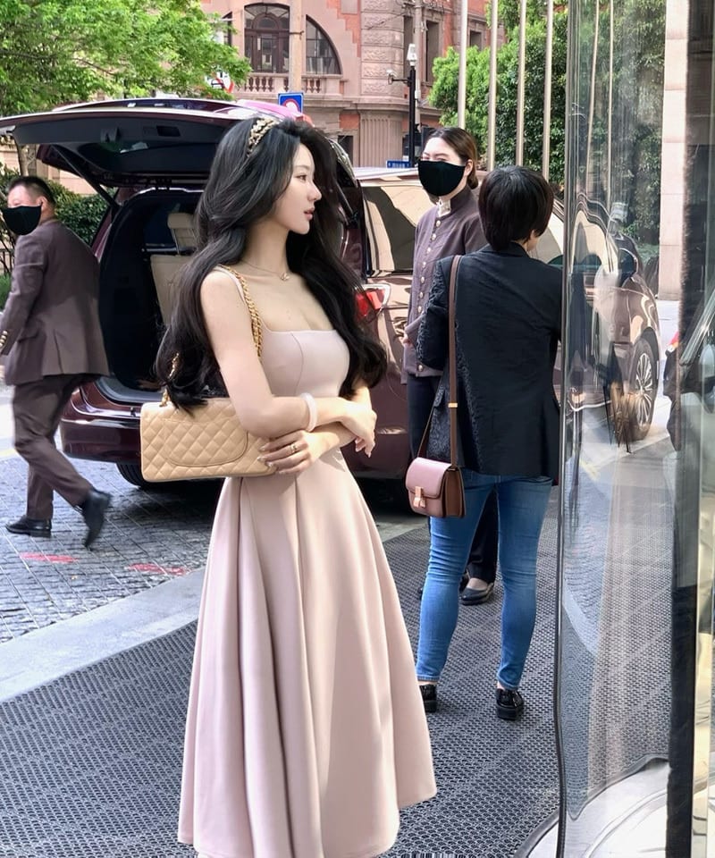 슬리브리스 핀턱 A라인 롱원피스 추가 이미지 1