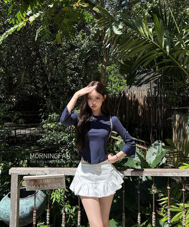 코튼 티어드 플레어 팬츠스커트 대표 이미지