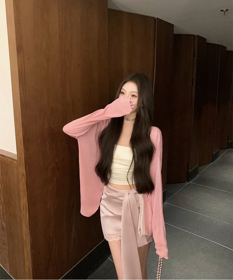 루즈핏 자외선차단 비스코스 가디건 - 밀키브라운S 빠른배송 추가 이미지 5