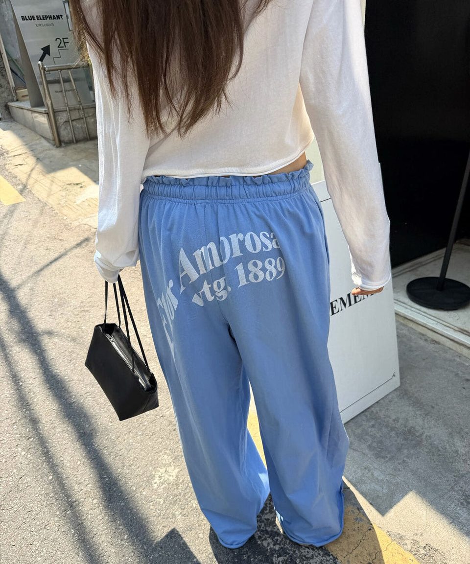 백레터링 러플 밴딩 롱 이지팬츠 추가 이미지 1