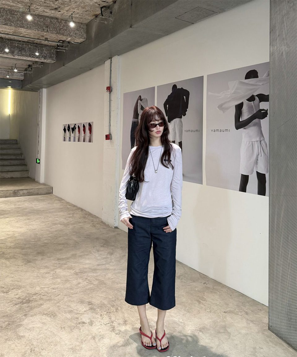 코튼 세미부츠컷 크롭 팬츠 추가 이미지 4