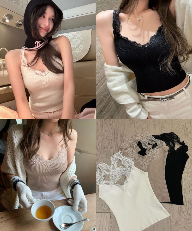 레이스 이너 레이서백 탑 - 블랙S 빠른배송 대표 이미지