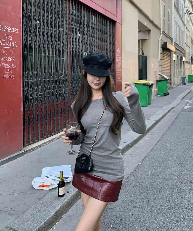 포켓 라운드넥 긴팔티셔츠 추가 이미지 1