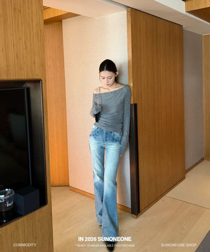 포켓 연청 슬림 부츠컷 팬츠 추가 이미지 5