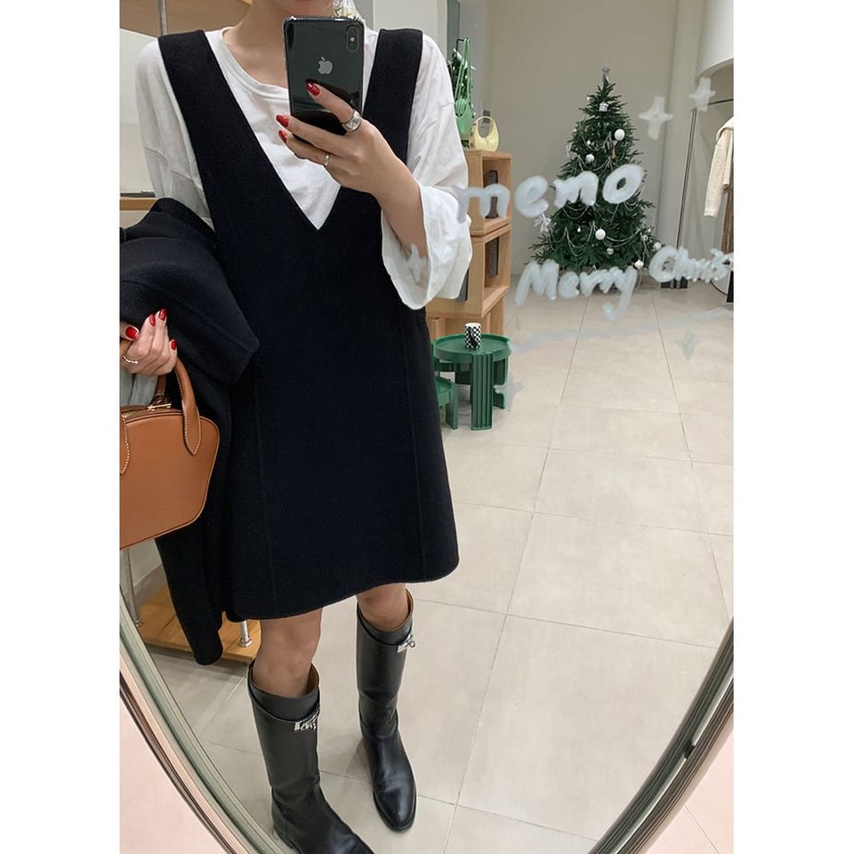 메리노울100 핸드메이드 롱코트 원피스 코디세트 추가 이미지 2