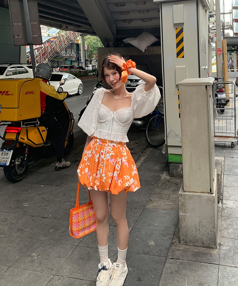 하와이 오렌지 벌룬 미니스커트 추가 이미지 3