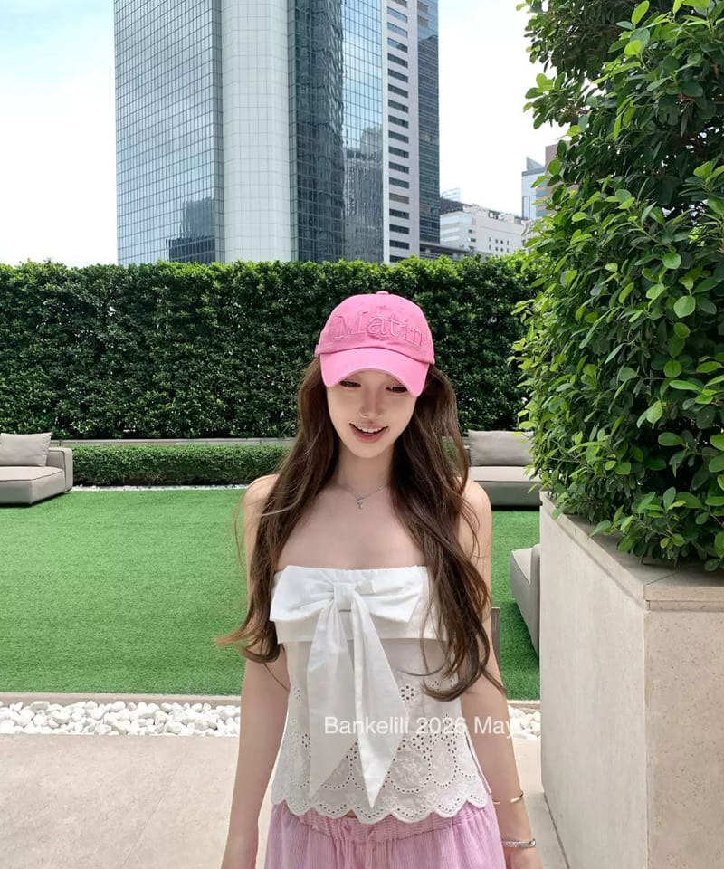 화이트 펀칭코튼 빅리본 튜브탑 추가 이미지 1