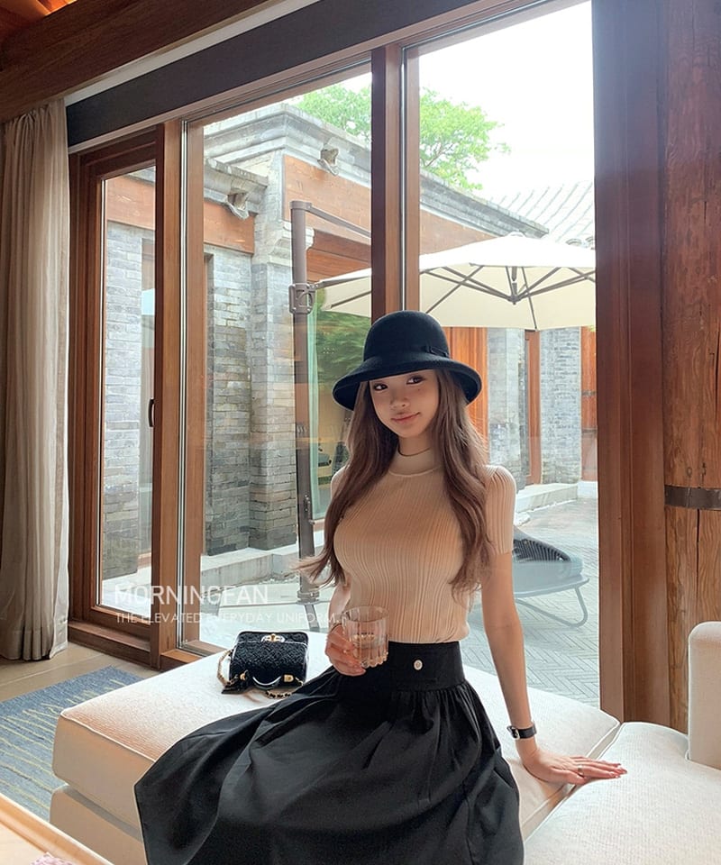 반목 모달실크 골지 반팔 니트탑 추가 이미지 4