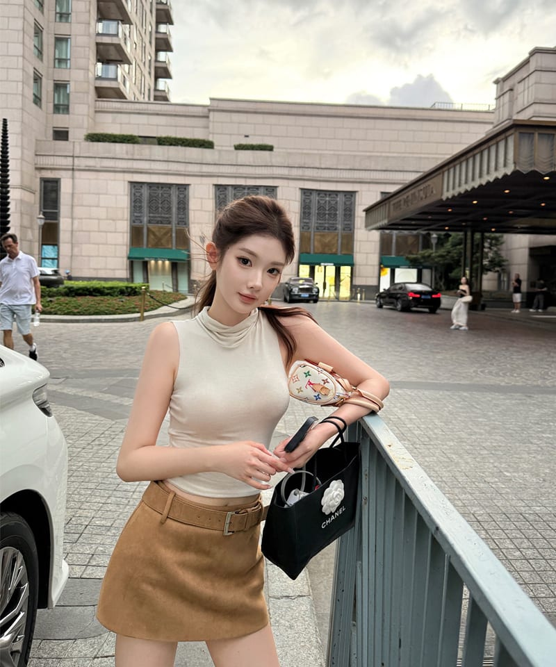 스웨이드 버클벨트 미니스커트 대표 이미지