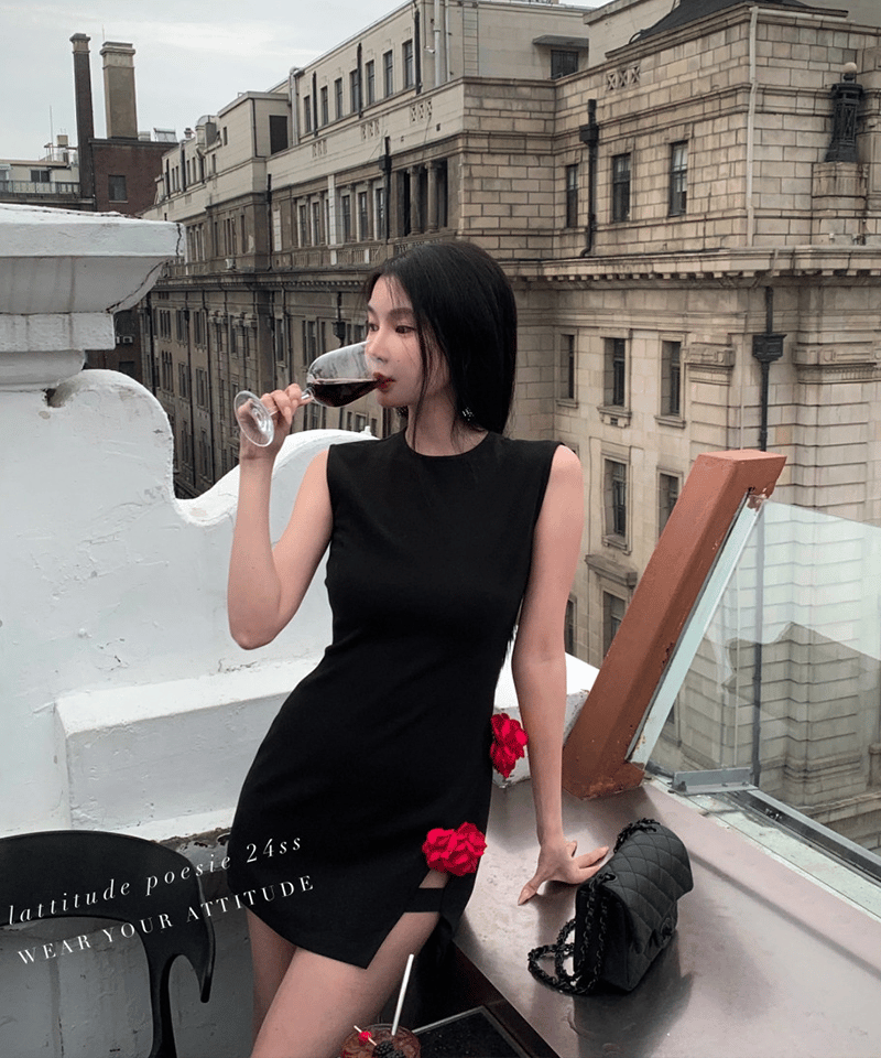 레드로지 옆트임 블랙 원피스 대표 이미지