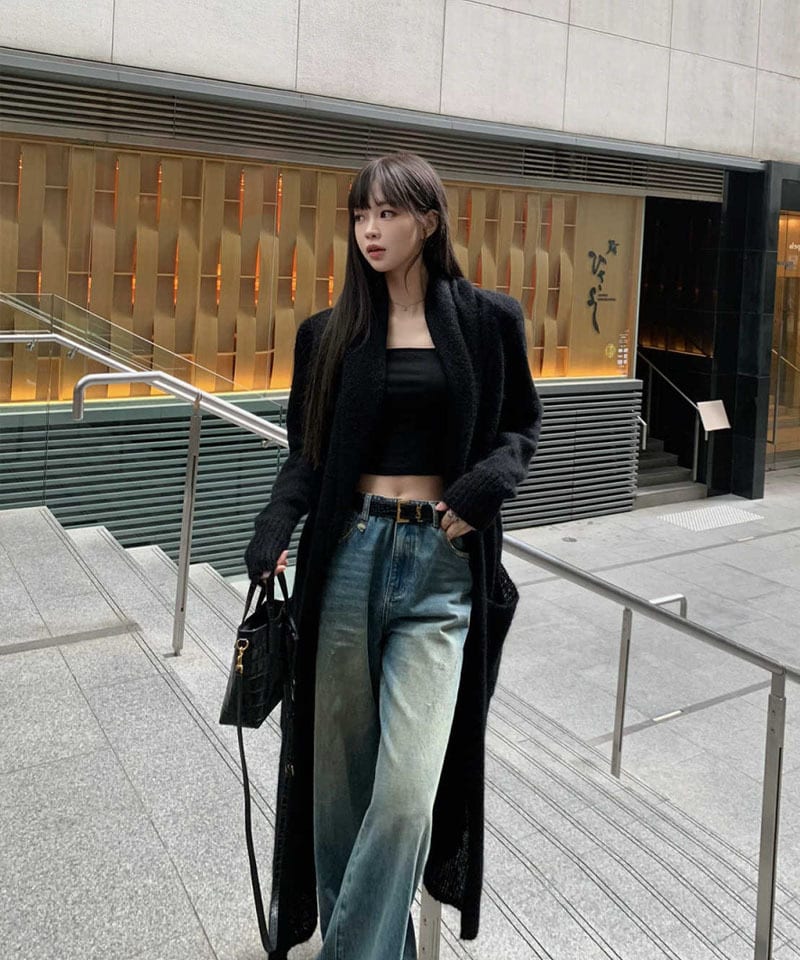 모헤어울 숄카라 롱가디건 추가 이미지 3
