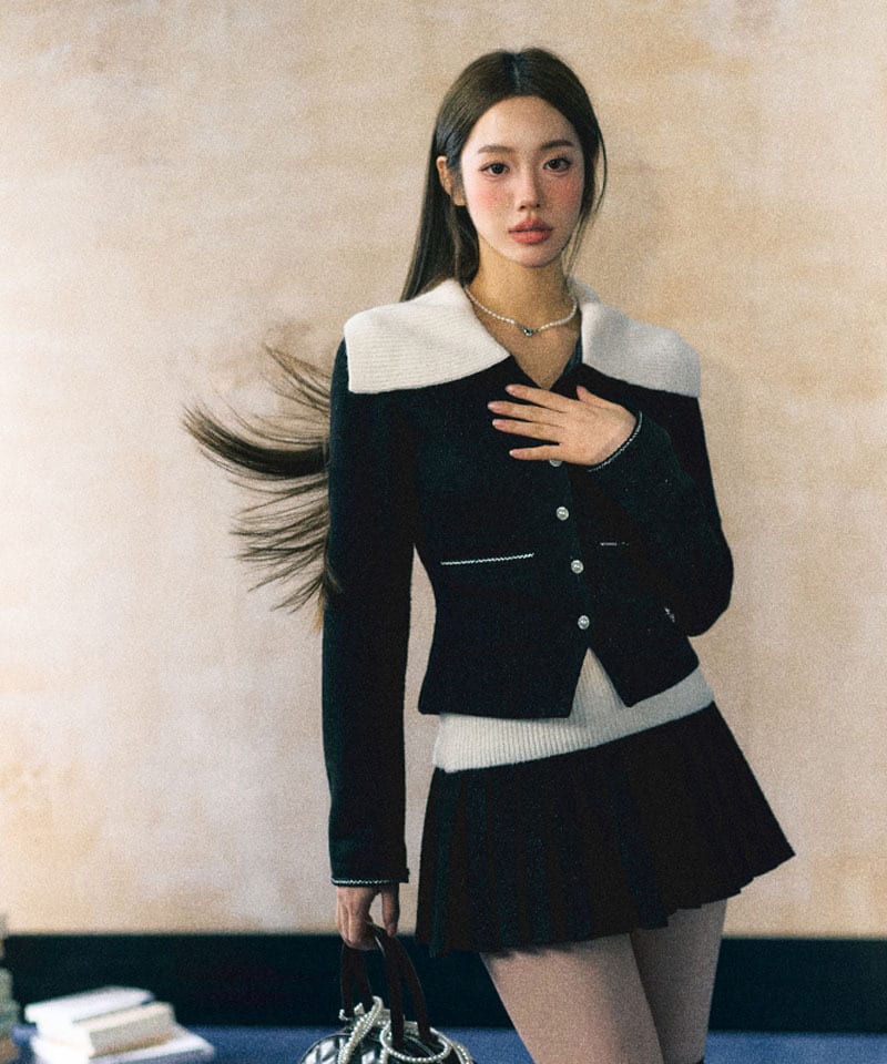 골지빅카라 가디건 플리츠스커트 투피스 (개별선택) 대표 이미지