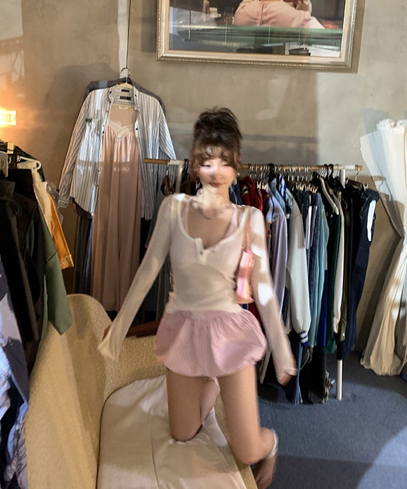 스트라이프 벌룬 밴딩 숏팬츠 대표 이미지