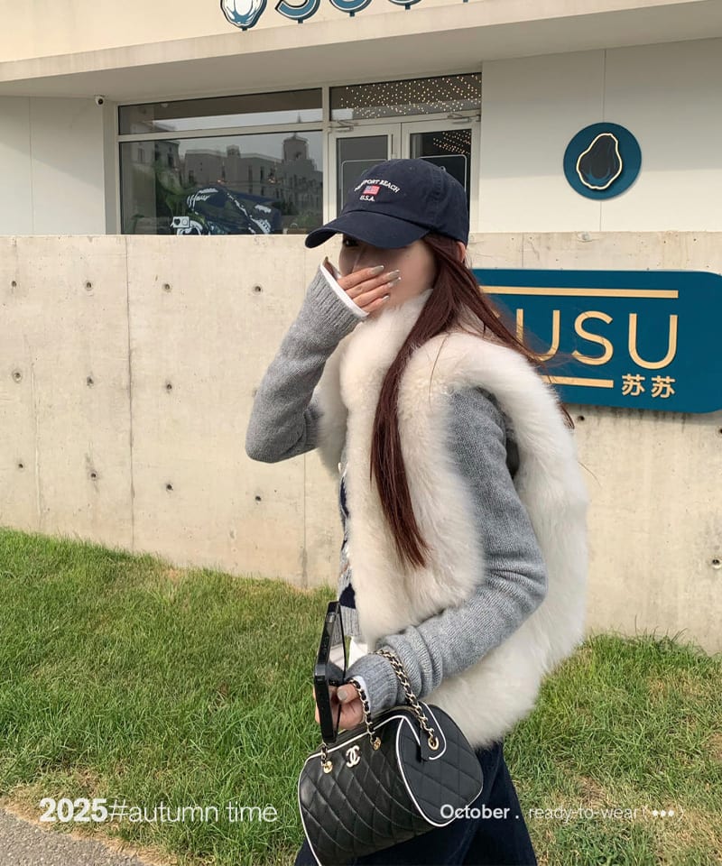리얼 램스킨 퍼 베스트 추가 이미지 3