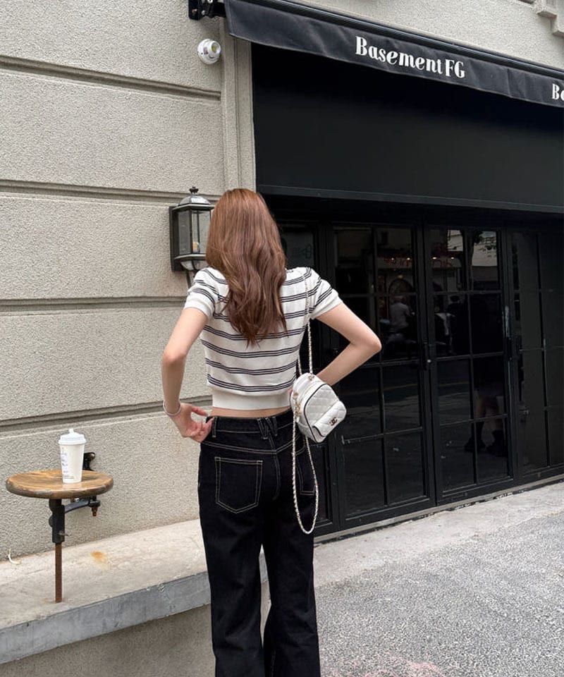 로우 스티치 다크블루 데님팬츠 추가 이미지 3