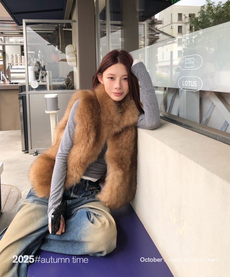 리얼 램스킨 퍼 베스트 추가 이미지 4