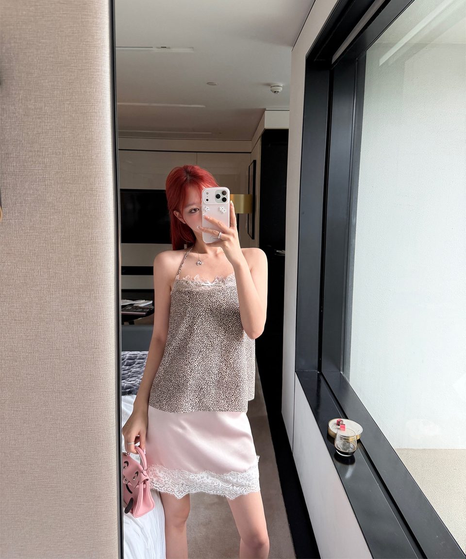 레오파드 레이스 홀터넥 탑 추가 이미지 2