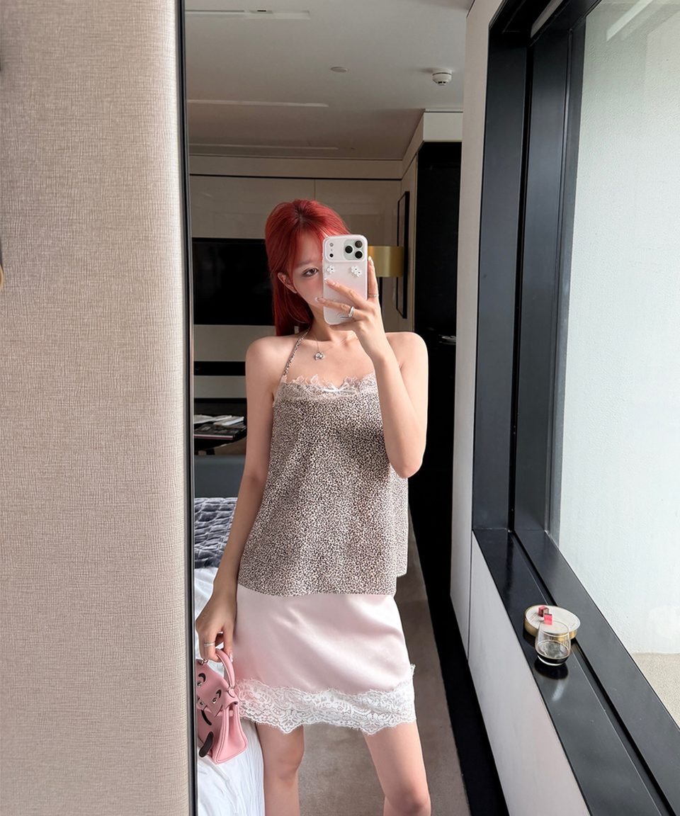 아세테이트 새틴 레이스 미니스커트 대표 이미지