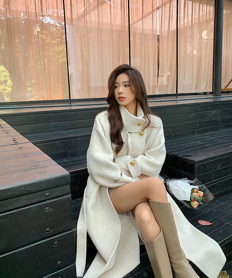 울100 금장 크림화이트 롱 코트 추가 이미지 2