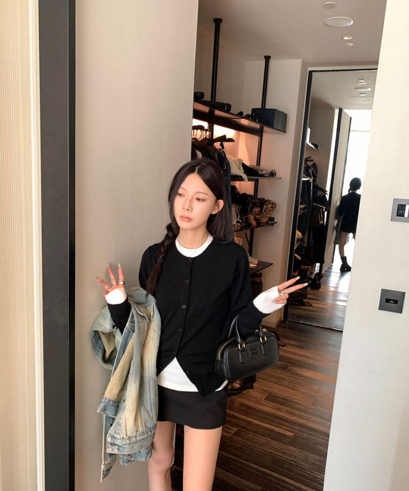 클래식 라운드넥 가디건 추가 이미지 3