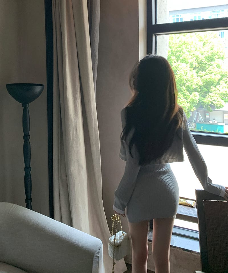 배색 슬림 민소매 원피스 가디건 투피스 (개별선택) 추가 이미지 3