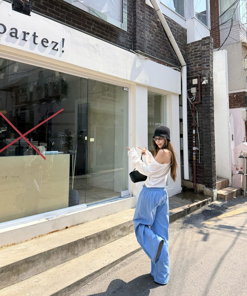 백레터링 러플 밴딩 롱 이지팬츠 추가 이미지 5