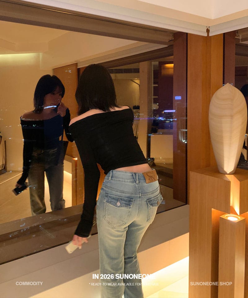 포켓 연청 슬림 부츠컷 팬츠 추가 이미지 3