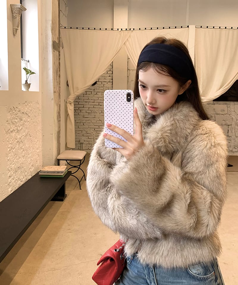 라운드카라 에코퍼 PU집업 자켓 대표 이미지