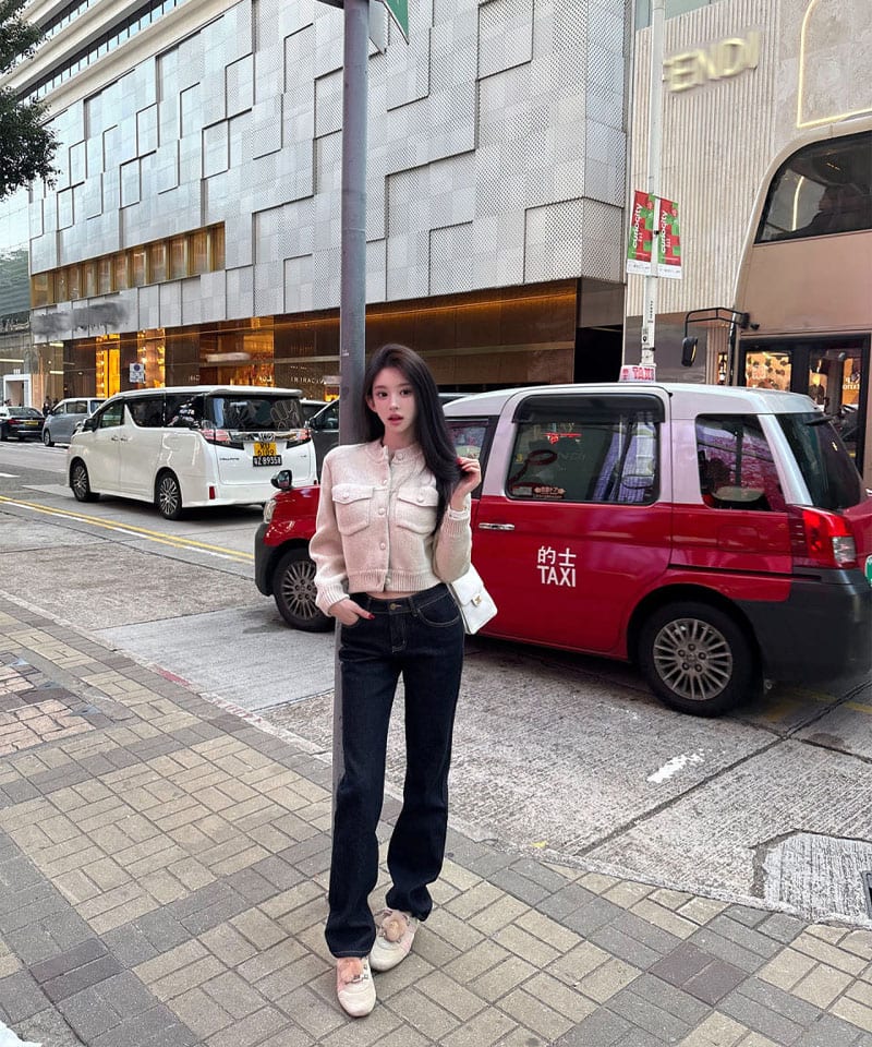스트레이트 플리스 데님팬츠 추가 이미지 4