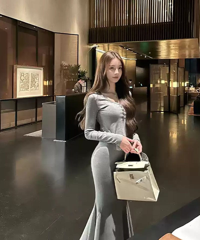 버튼 티셔츠 기모 머메이드스커트 투피스 (개별선택) 추가 이미지 4