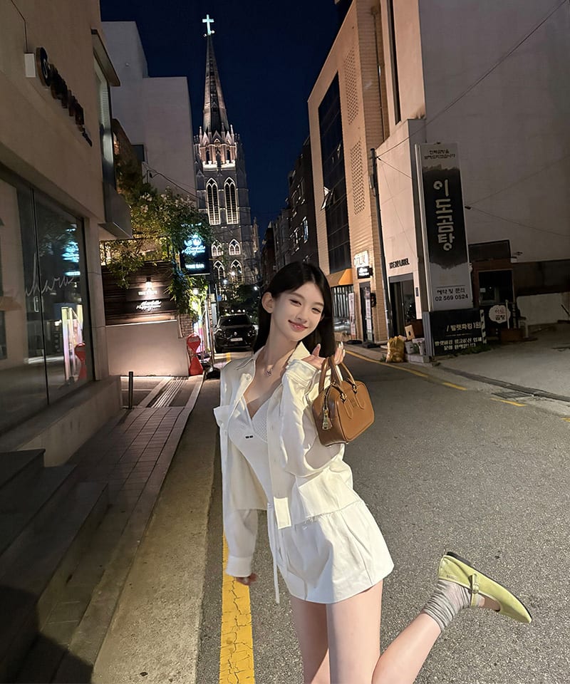 코튼 인사이드 드로스트링 스커트 추가 이미지 2