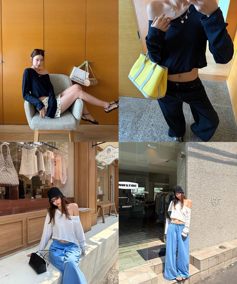 원숄더 이지컷팅 크롭 긴팔탑 추가 이미지 4