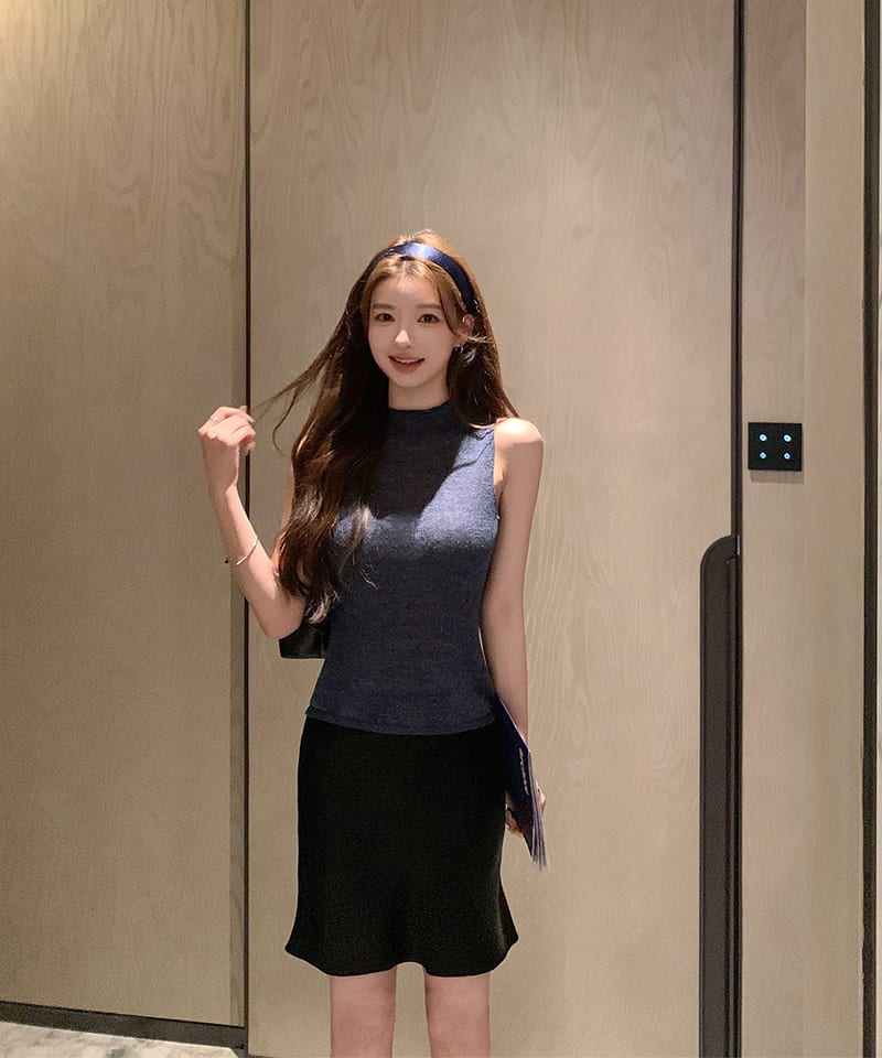 아세테이트 리본 레이스 밴딩 스커트 추가 이미지 1