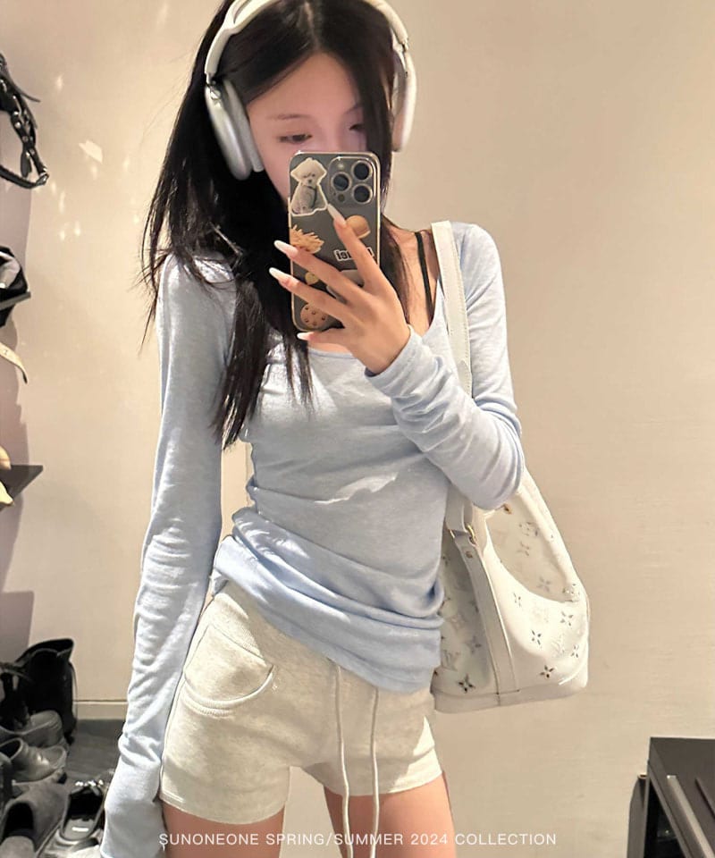 코튼 스티치 밴딩 숏팬츠 추가 이미지 1