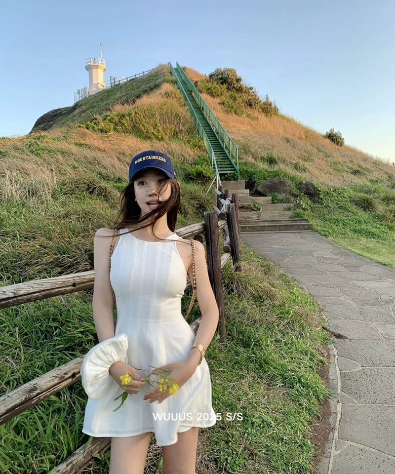 화이트 모달린넨 미니원피스 - 화이트S 빠른배송 대표 이미지