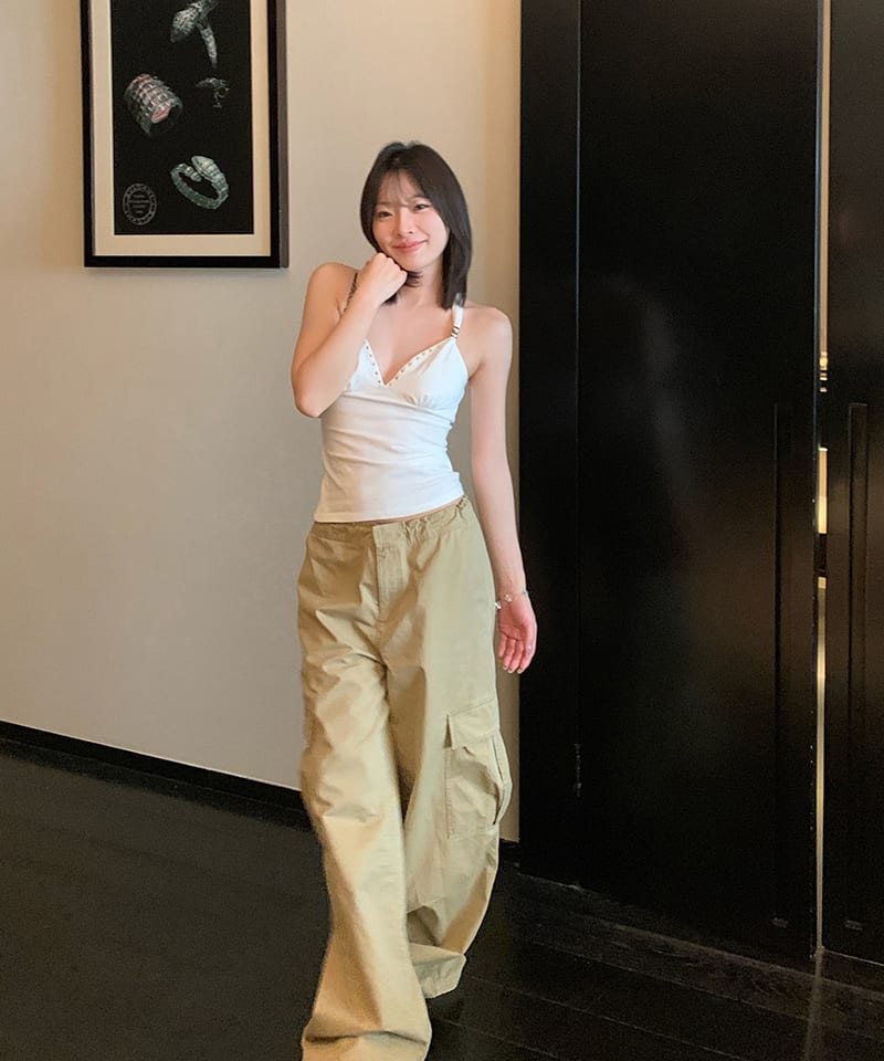 메탈 펀칭 슬리브리스 홀터탑 추가 이미지 5
