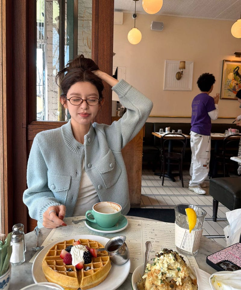라운드 더블포켓 니트가디건 대표 이미지