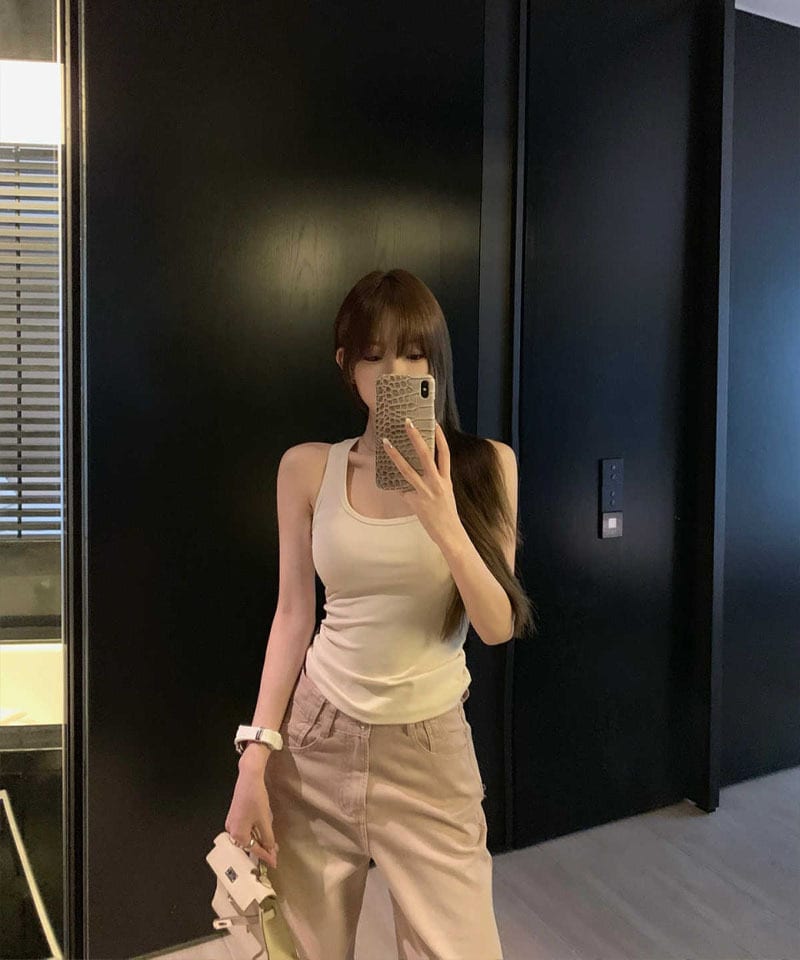 U넥 코튼 민소매 나시탑 추가 이미지 2