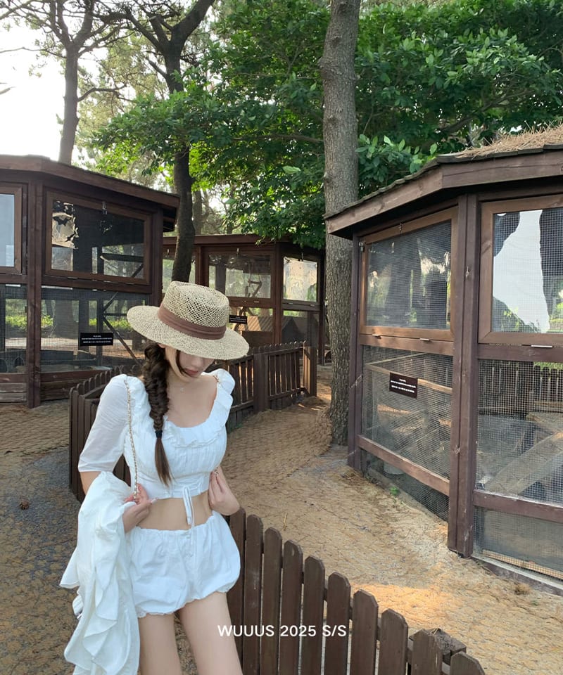 화이트 밴딩 숏팬츠 러플 오픈 롱 스커트 (개별선택) 추가 이미지 3
