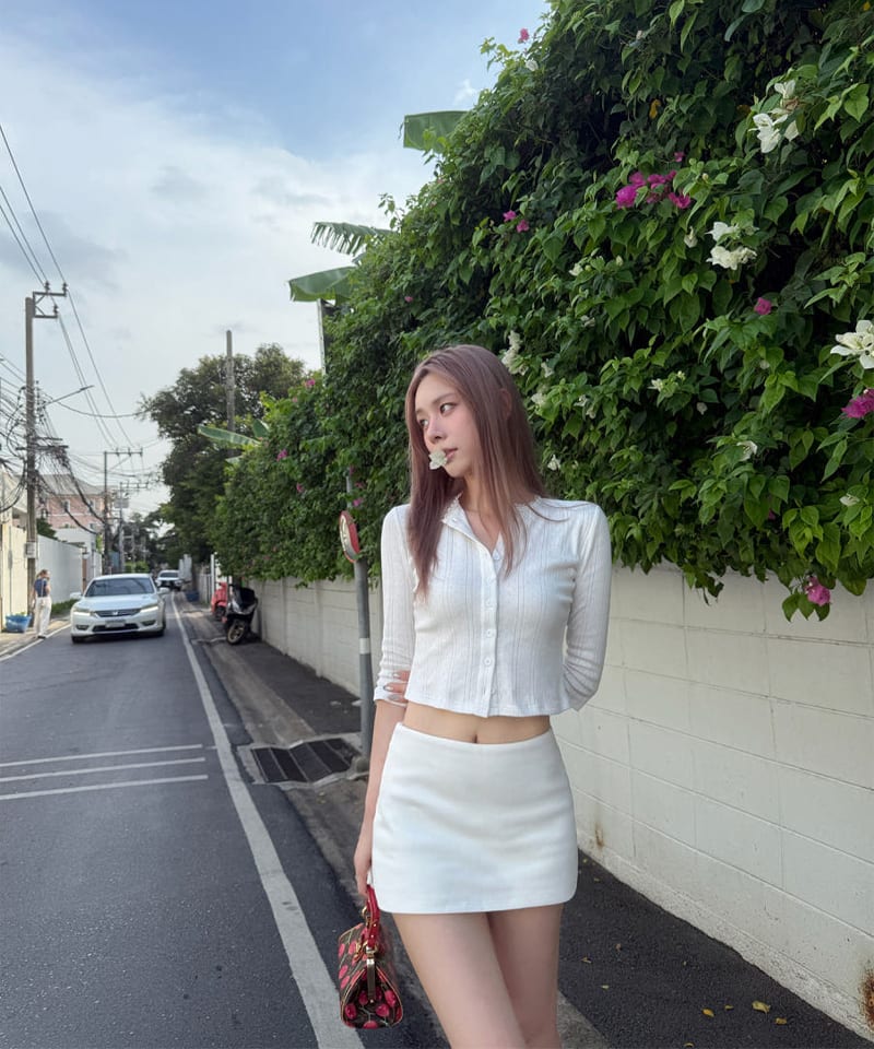 라운드 레이스 펀칭 크롭가디건 추가 이미지 1
