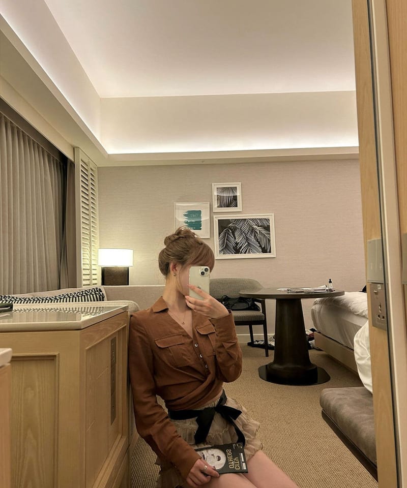 브이넥카라 스트랩 린넨 셔츠 추가 이미지 4