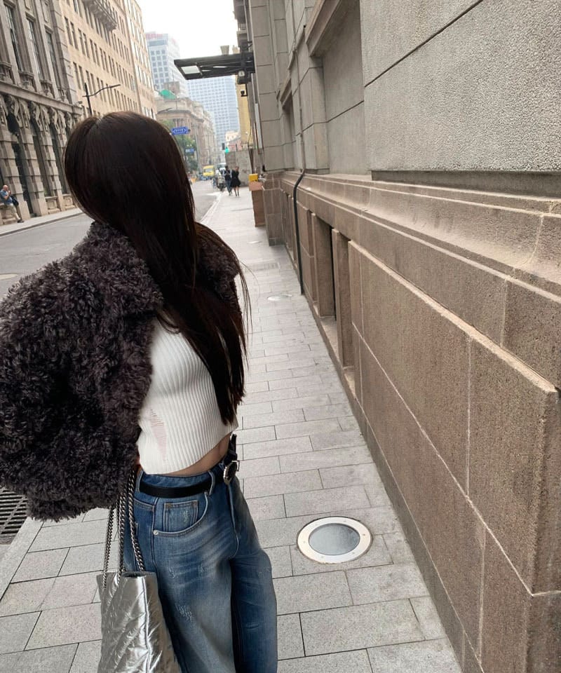 카라 지퍼 뽀글이퍼 자켓 추가 이미지 1