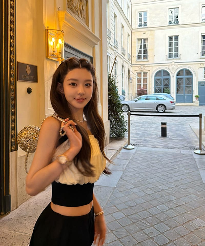 리본 새틴플리츠 밴딩 크롭탑 추가 이미지 4