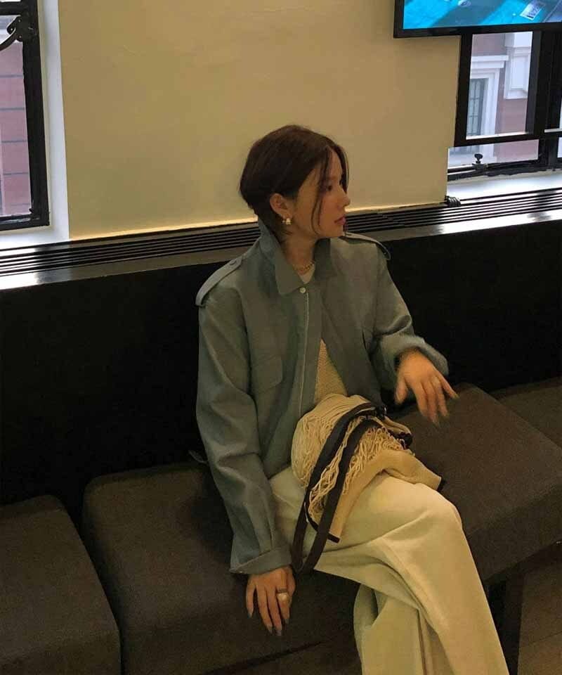 비스코스 블루 레더 더블포켓 자켓 추가 이미지 1