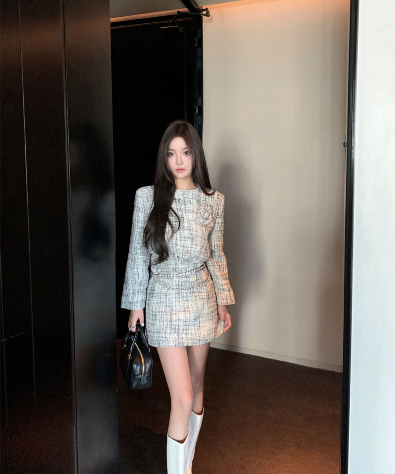 트위드 브로치 체인벨트 원피스 대표 이미지