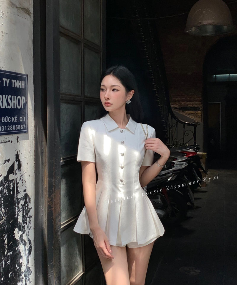 비스코스 카라 플리츠 점프수트 대표 이미지