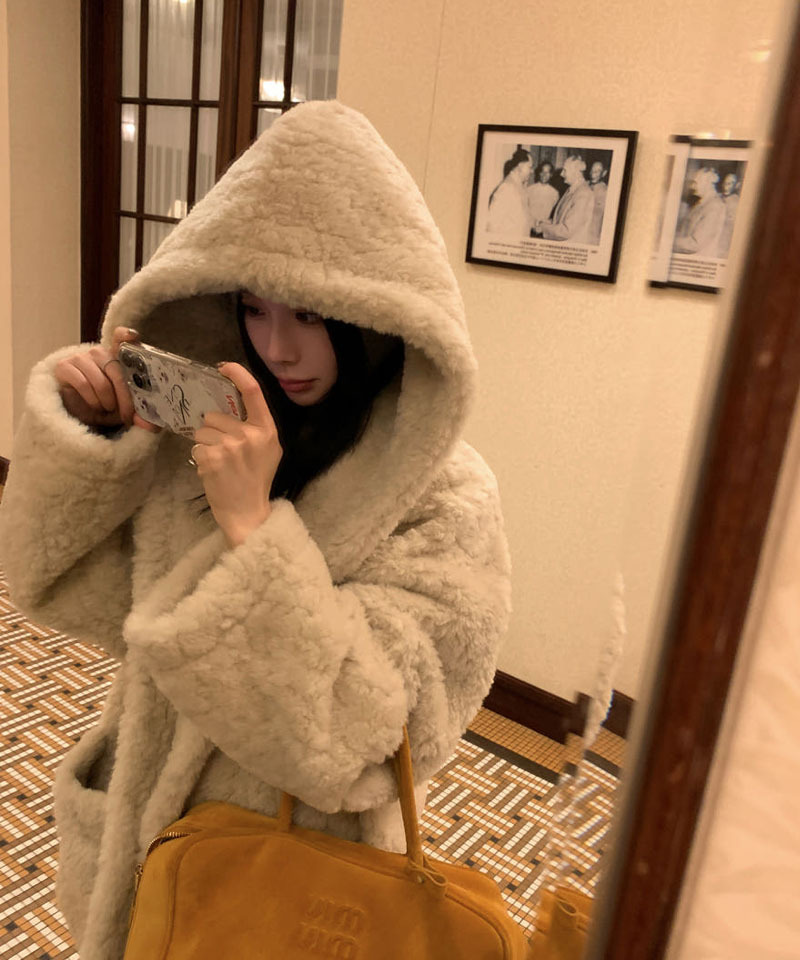 루즈 후드 에코양털 자켓 대표 이미지